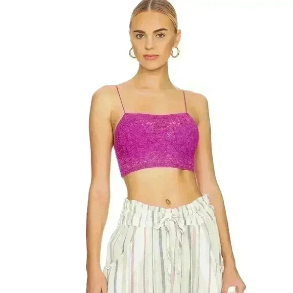 Free People FP 1 Lyra Bralette Crochet Embroidered Crop Top NWT SP - Picture 1 of 7